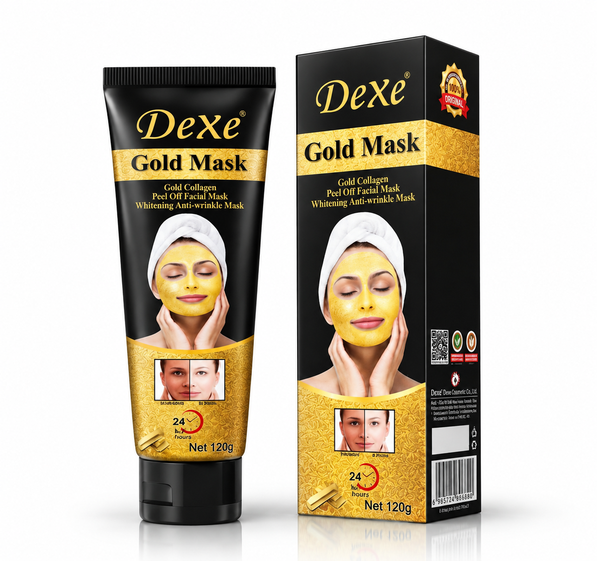 Mascarilla Facial de Oro y Colágeno - Efecto Iluminador y Antiedad